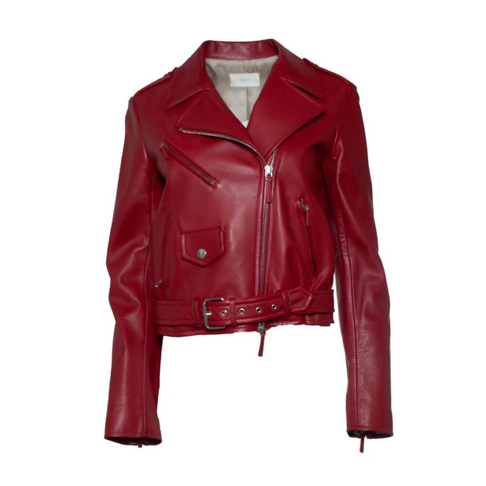 The Row, red leather biker jacket